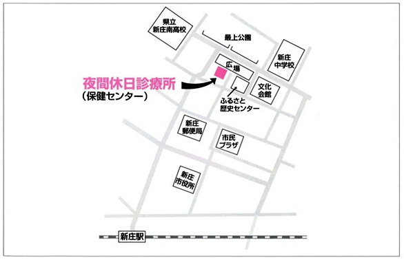 新庄市夜間休日診療所の周辺地図の画像